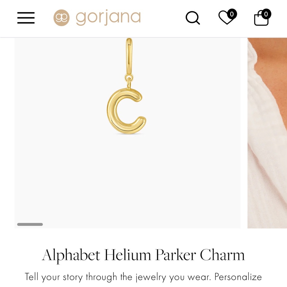 Gorjana 18 k Gold Plates Alphabet Helium Parker Charm-worn once!
